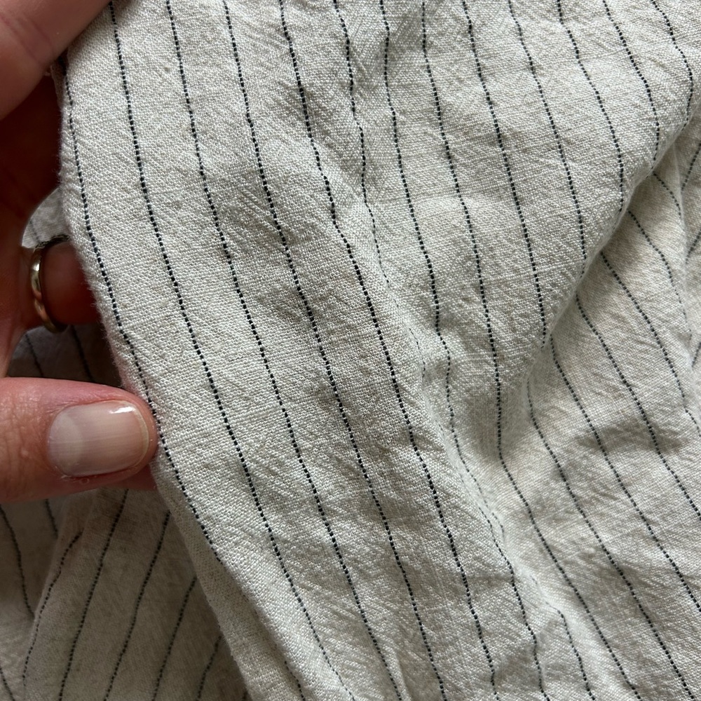 Zara Striped Beige Linen Cropped Rustic Pant Size Small - Picture 4 of 5